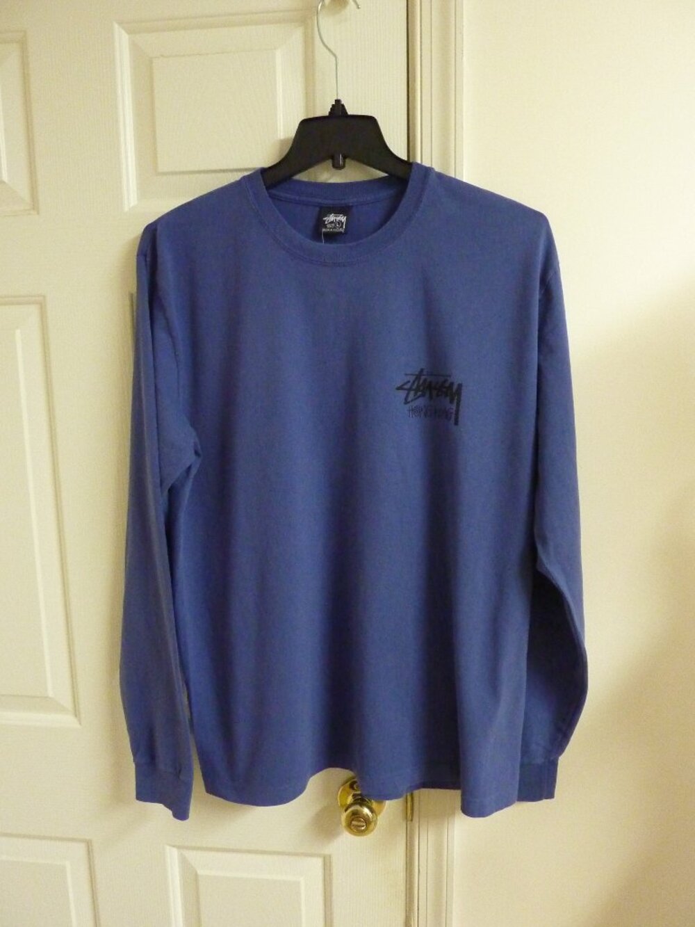 Stussy Hong Kong Chapter Store Long Sleeve T Shirt in Indigo